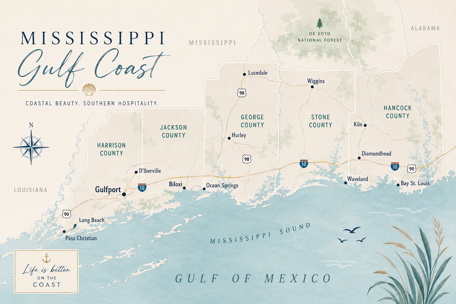 Mississippi Gulf Coast service map
