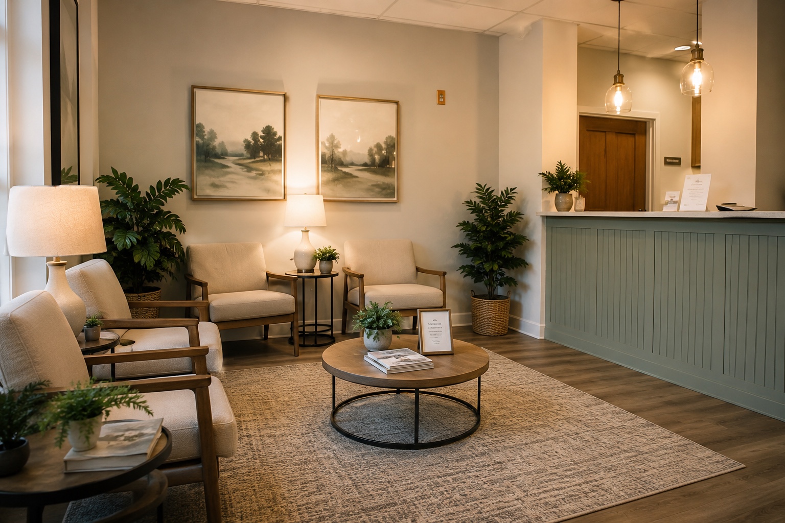 Clean office waiting room